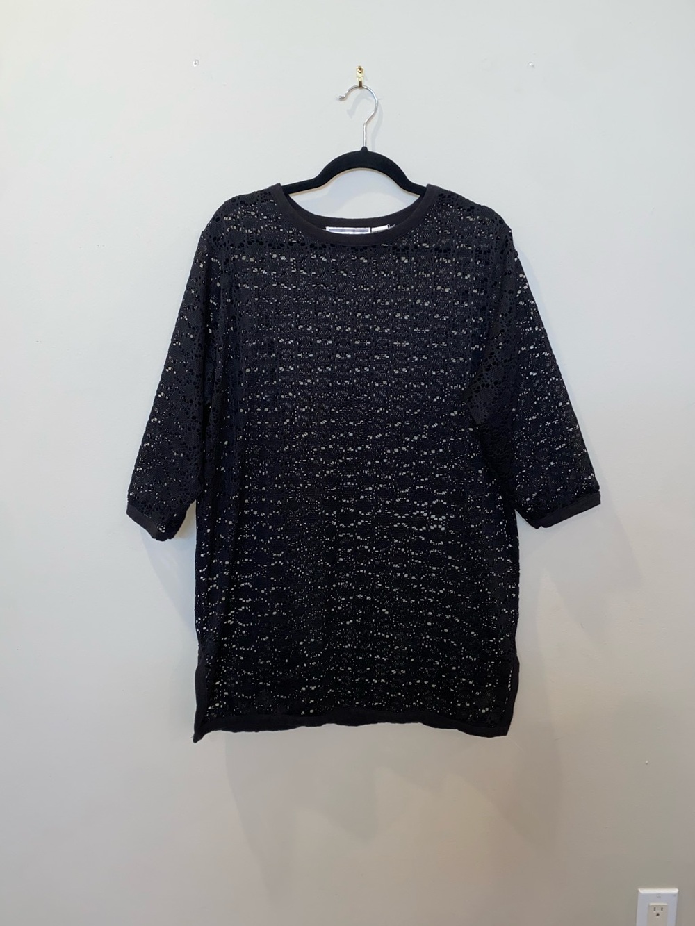 Vintage Y2K Westbound Beach Black Crochet Swim Cover-Up Tunic Tropical Summer
